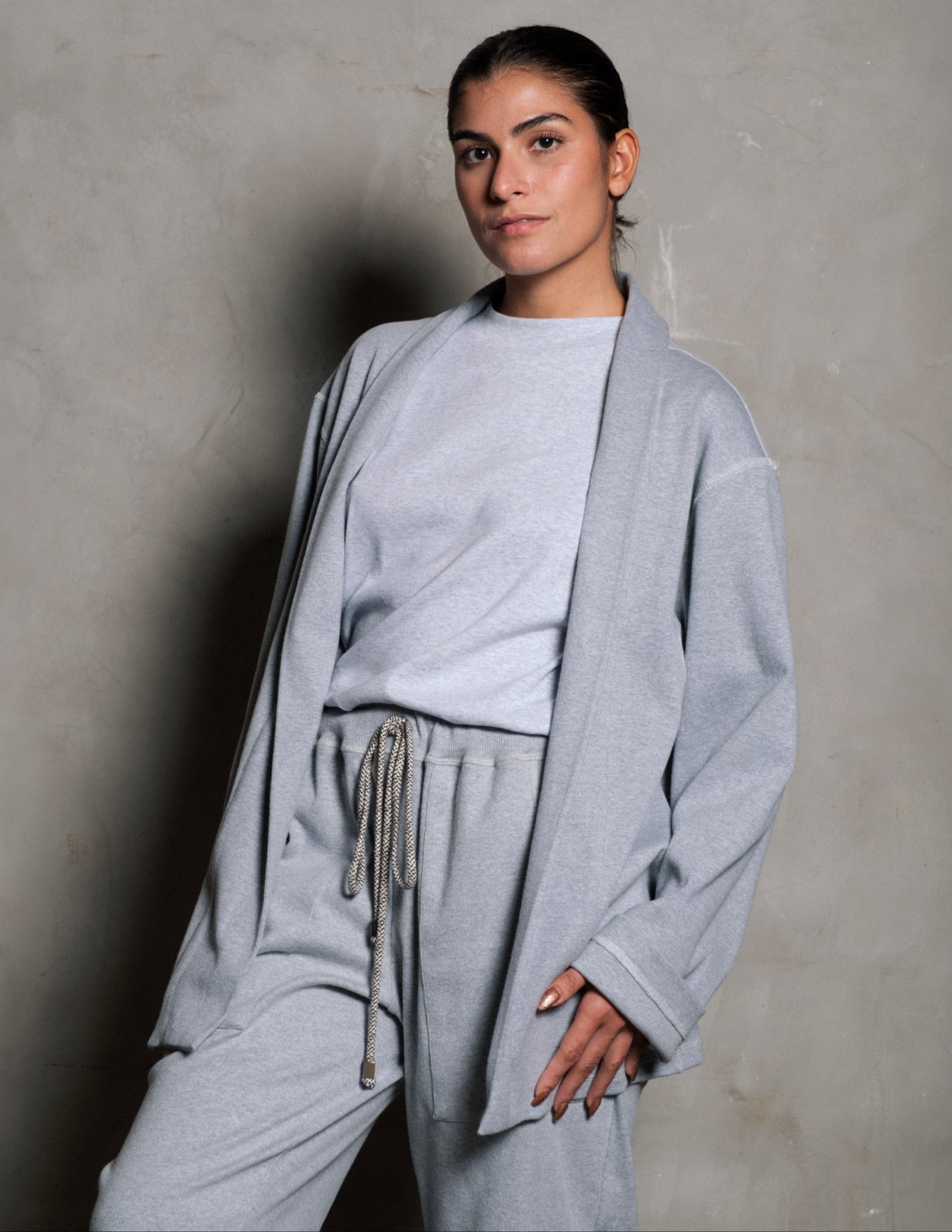 CARDIGAN GABRIEL CANELADO CINZA